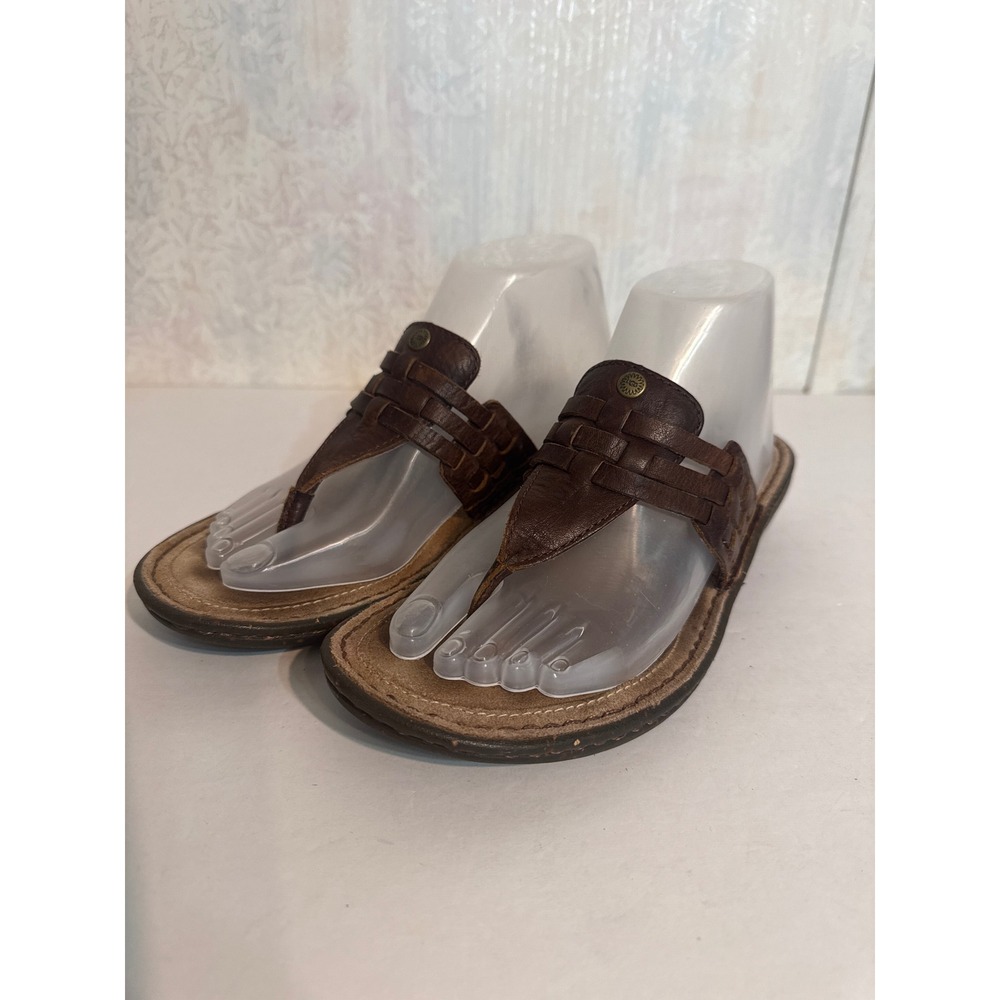 UGG Australia Womens Brown Woven Leather Thong Sandals Flip Flops